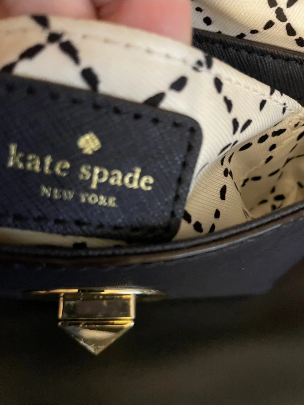 kate spade black leather crossbody with gold-tone medallion Adjustable Strap